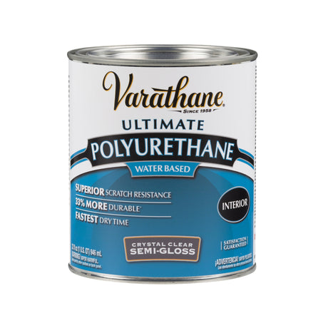 Varathane Ultimate Semi-Gloss Crystal Clear Water-Based Polyurethane 1 qt