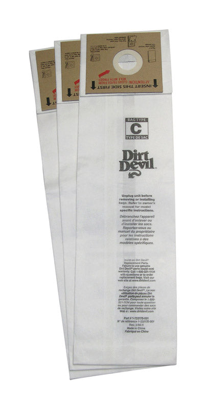 Dirt Devil Vacuum Bag For For Deluxe and MVP Upright Vacuum Cleaners 3 pk