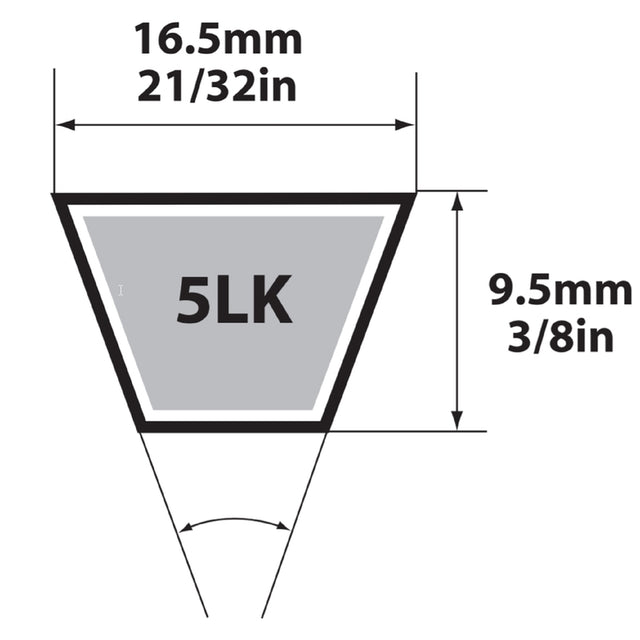 Mitsuboshi Super KB 5LK910 V-Belt 0.63 in. W X 91 in. L For Riding Mowers