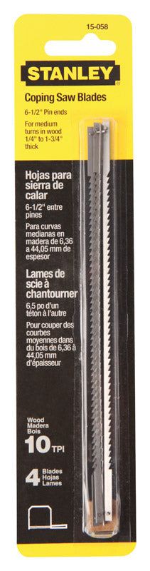 Stanley 6-1/2 in. Steel Coping Saw Blade 10 TPI 4 pk