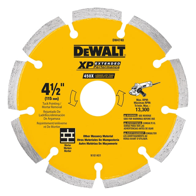 DeWalt XP 4-1/2 in. D X 5/8 in. Diamond Tuck Point Cut-Off Blade 1 pc