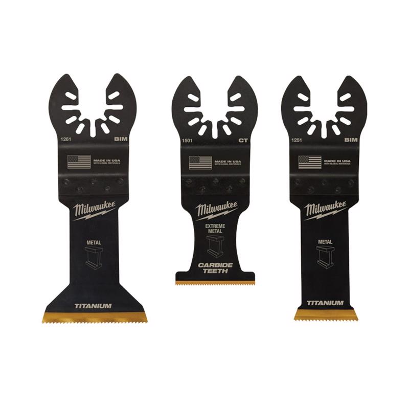 Milwaukee Universal Fit Open-Lok Carbide Multi-Tool Oscillating Blade Set Extreme Metal 3 pk