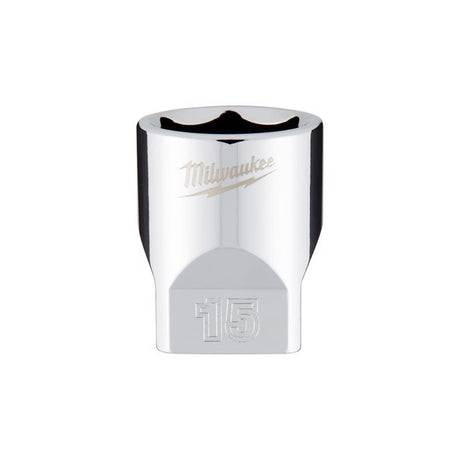 Milwaukee 15 mm X 1/4 in. drive Metric 6 Point Standard Socket 1 pc