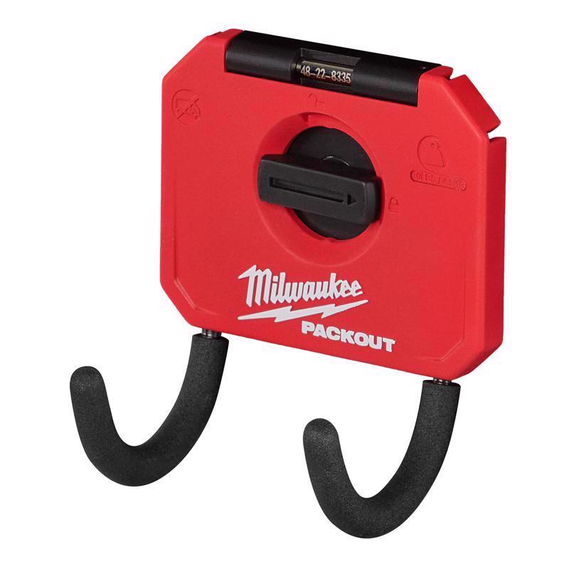 Milwaukee Packout Shop Storage Small Black/Red Plastic 3 in. L Straight Hook 1 pk