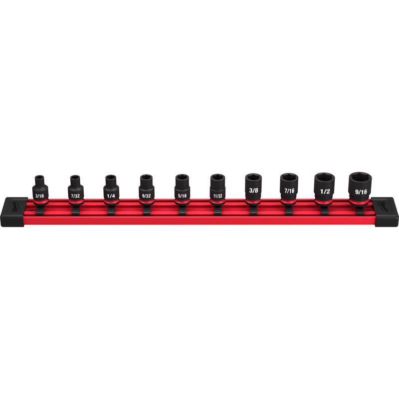 Milwaukee Shockwave 1/4 in. drive SAE 6 Point Standard Shallow Socket Set 10 pc
