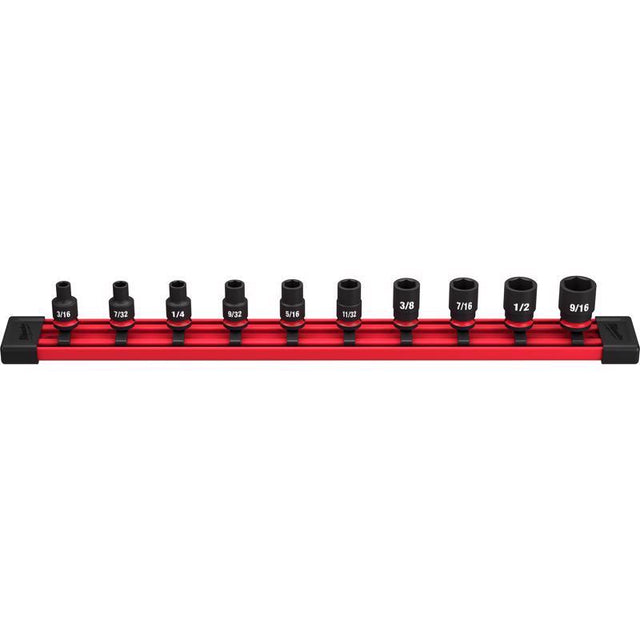 Milwaukee Shockwave 1/4 in. drive SAE 6 Point Standard Shallow Socket Set 10 pc