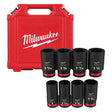 Milwaukee Shockwave 1-3/8 in. X 3/4 in. drive SAE 6 Point Deep Impact Socket Set 8 pc