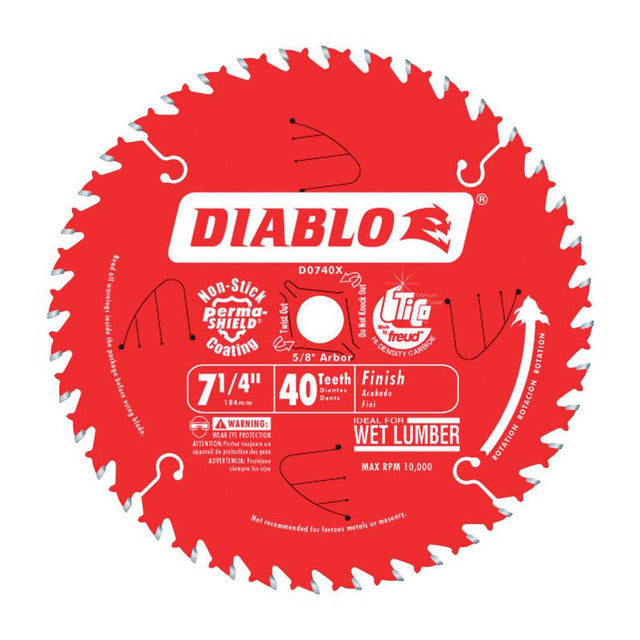 Diablo 7-1/4 in. D X 5/8 in. TiCo Hi-Density Carbide Finishing Saw Blade 40 teeth 1 pk