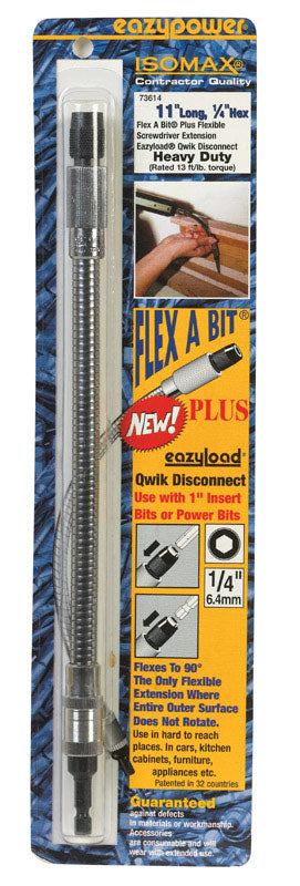 Eazypower Isomax 11 in. Hardened Steel Bit Extension Flexible Screwdriver Extension 1/4 in. Hex Shan