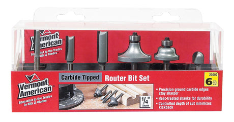 Vermont American 1/4 in. D X Multi Size in. X 4 in. L Roman Ogee Router Bit Set 6 pc