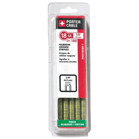 Porter Cable 1/4 in. W X 7/8 in. L 18 Ga. Narrow Crown Staples 1000 pk