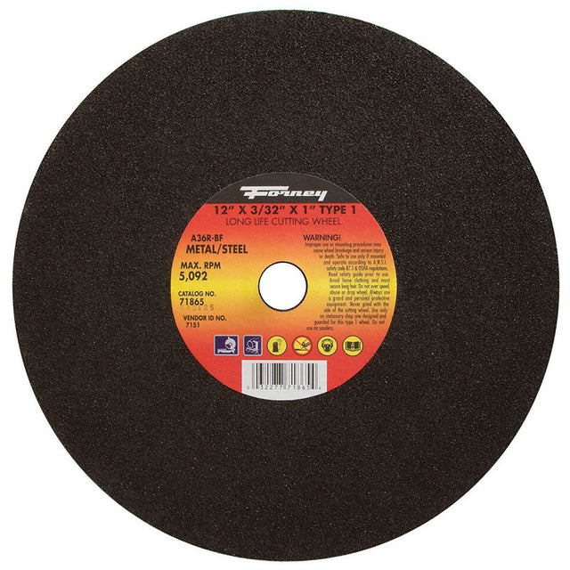 Forney 12 in. D X 1 in. Aluminum Oxide Metal Cutting Wheel 1 pc