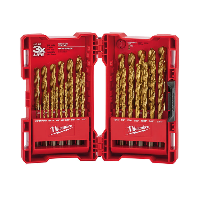 Milwaukee Thunderbolt High Carbon Steel Drill Bit Set 3-Flat Shank 29 pc