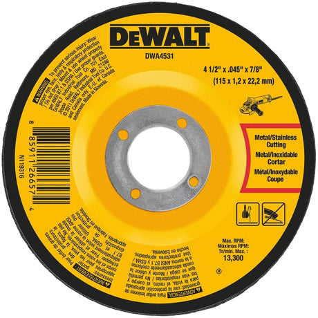 DeWalt 4-1/2 in. D X 7/8 in. Aluminum Oxide Cutting Wheel 1 pk