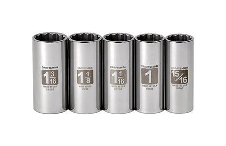 Craftsman 1-3/16 in. X 1/2 in. drive SAE 12 Point Socket Set 5 pc