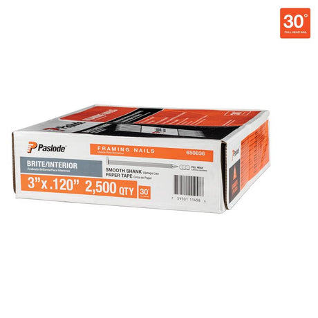 Paslode RounDrive 3 in. L X .120 Ga. Paper Strip Brite Framing Nails 30 deg 5000 pk