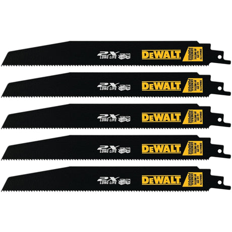 DeWalt 9 in. Bi-Metal Reciprocating Saw Blade 10 TPI 5 pk