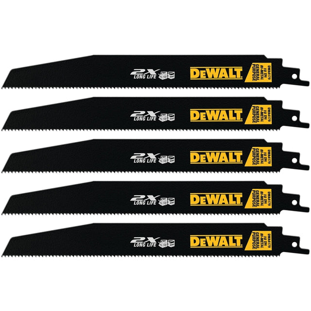 DeWalt 9 in. Bi-Metal Reciprocating Saw Blade 10 TPI 5 pk