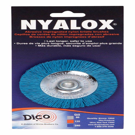 Dico 3 in. Fine Crimped Mandrel Mounted Wheel Brush Nylon 2500 rpm 1 pc