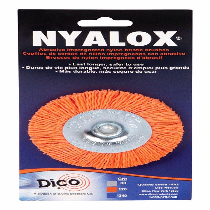 Dico 3 in. Medium Crimped Mandrel Mounted Wheel Brush Nylon 2500 rpm 1 pc