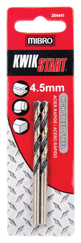 MIBRO 4.5 mm X 3-3/8 in. L High Speed Steel Metric Drill Bit Set Round Shank 2 pc