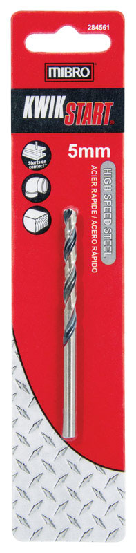 MIBRO 5 mm X 3-5/8 in. L High Speed Steel Metric Drill Bit Round Shank 1 pc