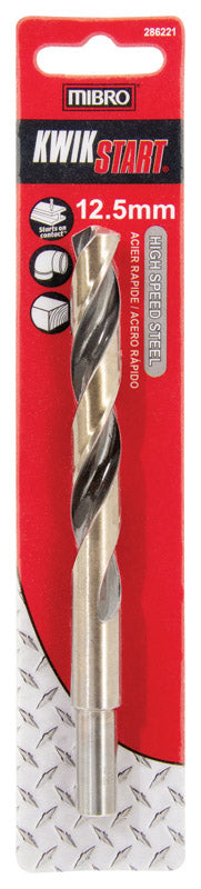 MIBRO 12.5 mm X 6 in. L High Speed Steel Metric Drill Bit Round Shank 1 pc