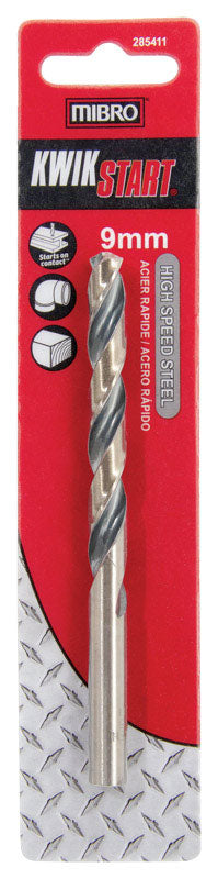 MIBRO 9 mm X 4-7/8 in. L High Speed Steel Metric Drill Bit Round Shank 1 pc