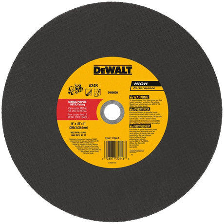 DeWalt 14 in. D X 1 in. Aluminum Oxide Cut-Off Wheel 1 pc