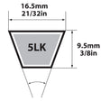 Mitsuboshi Super KB 5LK520 V-Belt 0.63 in. W X 52 in. L For Riding Mowers