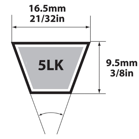 Mitsuboshi Super KB 5LK520 V-Belt 0.63 in. W X 52 in. L For Riding Mowers