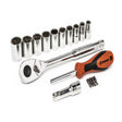 Crescent Assorted Sizes X 1/2 in. drive SAE 12 Point Teardrop Socket Wrench Set 17 pc