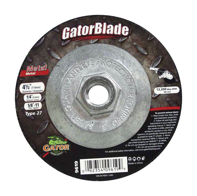Gator 4-1/2 in. D X 5/8 in. in. Metal Grinding Wheel