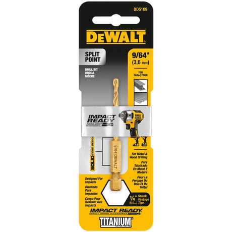 DeWalt Impact Ready 9/64 in. X 2-45/64 in. L High Speed Steel Drill Bit Quick-Change Hex Shank 1 pc
