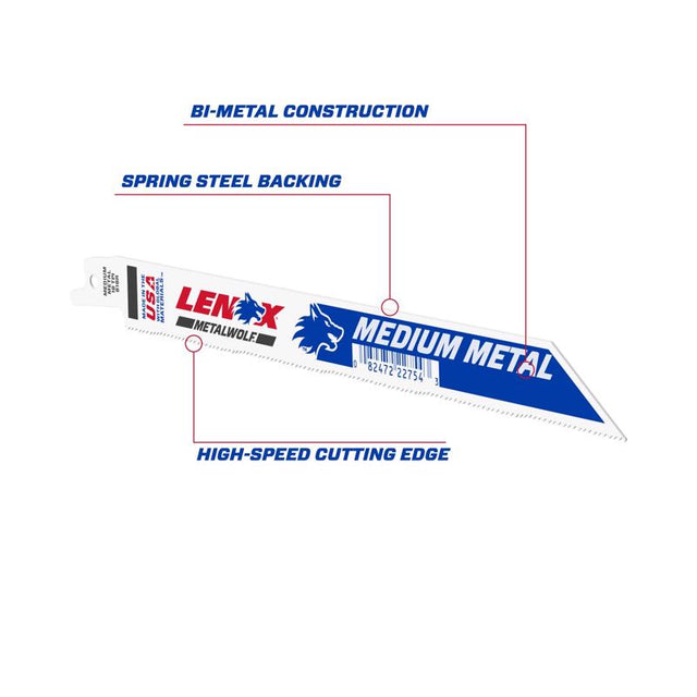 LENOX METALWOLF 8 in. Bi-Metal WAVE EDGE Reciprocating Saw Blade 18 TPI 1 blade