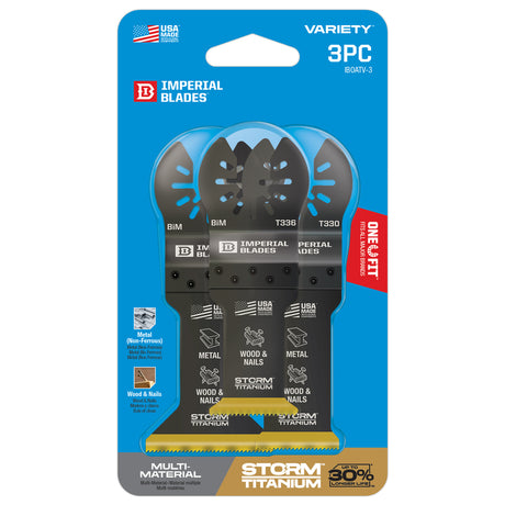Imperial Blades One Fit Titanium-Coated Bi-Metal Storm Oscillating Saw Blade Set Multi-Material 3 pc