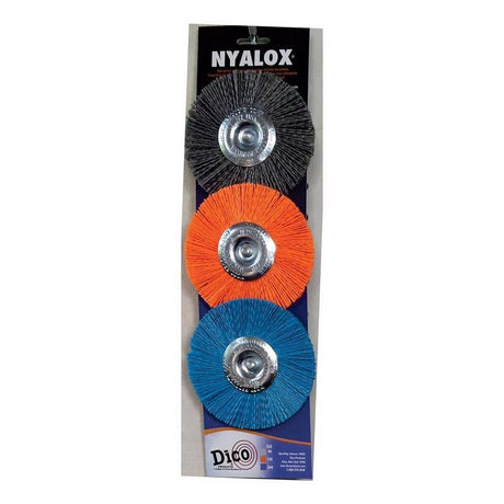 Dico 4 in. D X 1/4 in. Aluminum Oxide Wheel Brush Assortment Mandrel Mounted Wheel Brush Assorted Gr