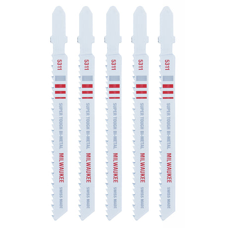 Milwaukee 4 in. Bi-Metal T-Shank Wood cutting Jig Saw Blade 10 TPI 5 pk
