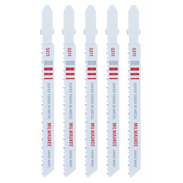 Milwaukee 4 in. Bi-Metal T-Shank Wood cutting Jig Saw Blade 10 TPI 5 pk