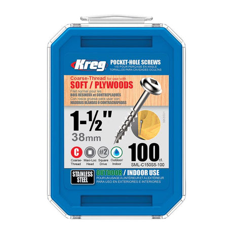 Kreg No. 8 X 1-1/2 in. L Square Pocket-Hole Screw 100 ct