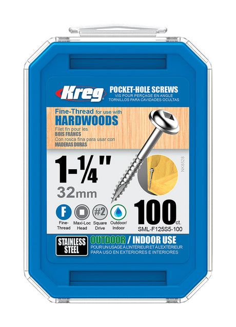 Kreg No. 8 X 1-1/4 in. L Square Pocket-Hole Screw 100 ct