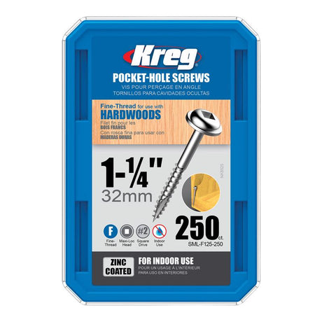 Kreg No. 7 X 1-1/4 in. L Square Zinc-Plated Pocket-Hole Screw 250 ct