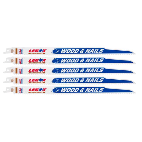 LENOX LUMBERWOLF 12 in. Bi-Metal Reciprocating Saw Blade 6 TPI 5 pk