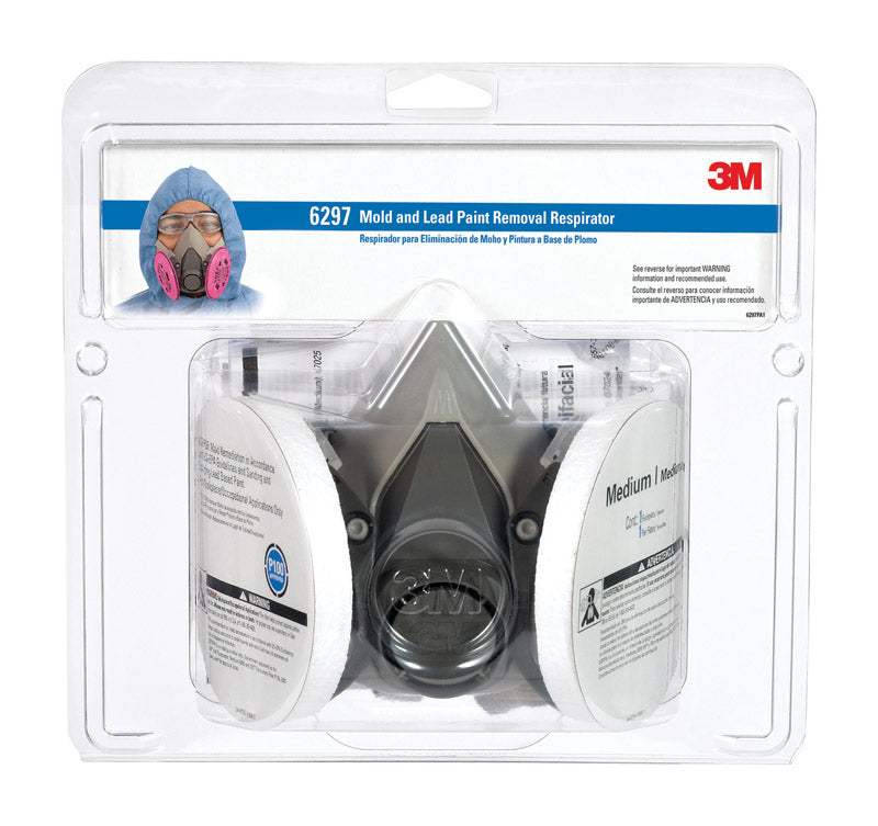 3M P100 Mold and Lead Paint Removal Respirator P-Series Valved Black M 1 pk
