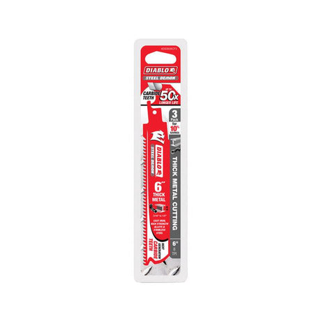Diablo Steel Demon 6 in. Carbide Tipped Thick Metal Reciprocating Saw Blade 8 TPI 3 pk