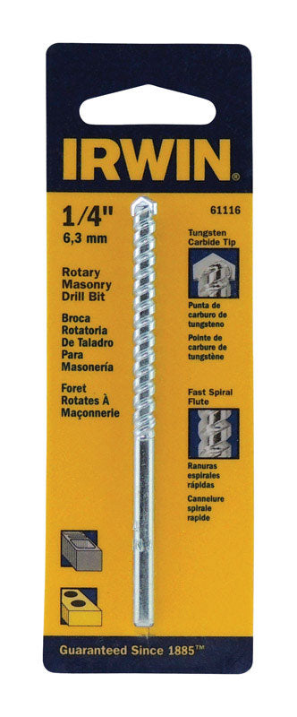 Irwin 1/4 in. X 4 in. L Carbide Tipped Rotary Drill Bit Straight Shank 1 pc