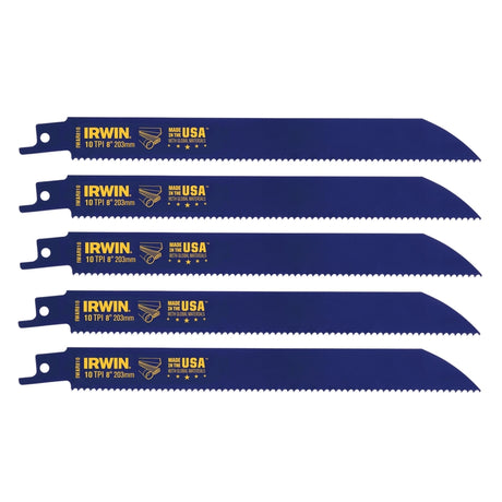 Irwin WeldTec 8 in. Bi-Metal Reciprocating Saw Blade 10 TPI 5 pc