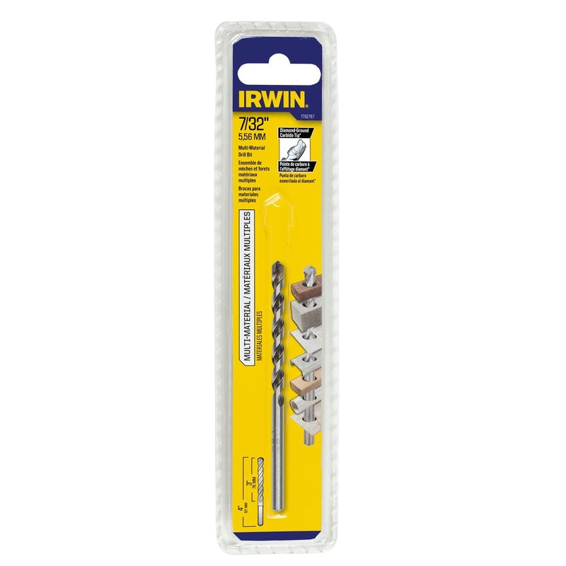 Irwin 7/32 in. X 4 in. L Multi-Material Jobber Length Masonry Drill Bit Straight Shank 1 pc