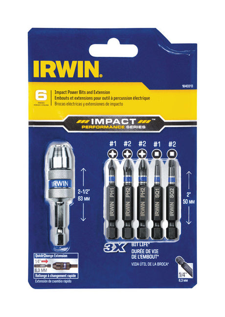 Irwin Impact Performance Series Phillips/Square Impact Drive Guide Set Steel 6 pc