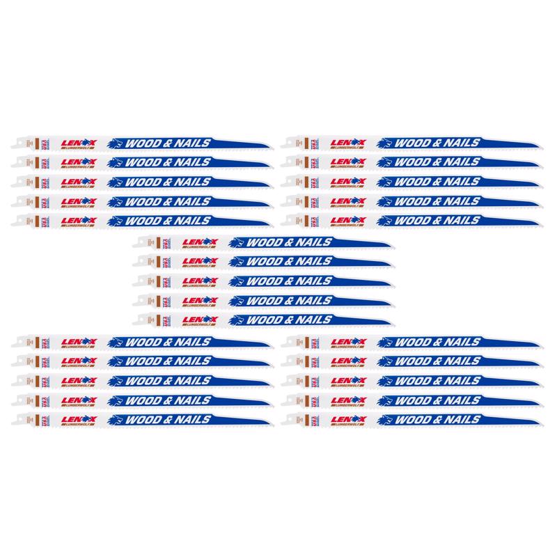LENOX LUMBERWOLF 12 in. Bi-Metal Reciprocating Saw Blade 6 TPI 25 pk
